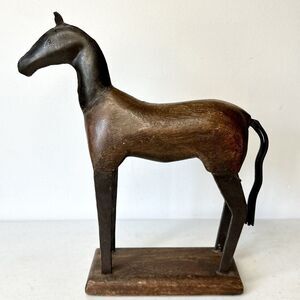 Vintage folk art‎ wood and metal horse figure Figurine Western